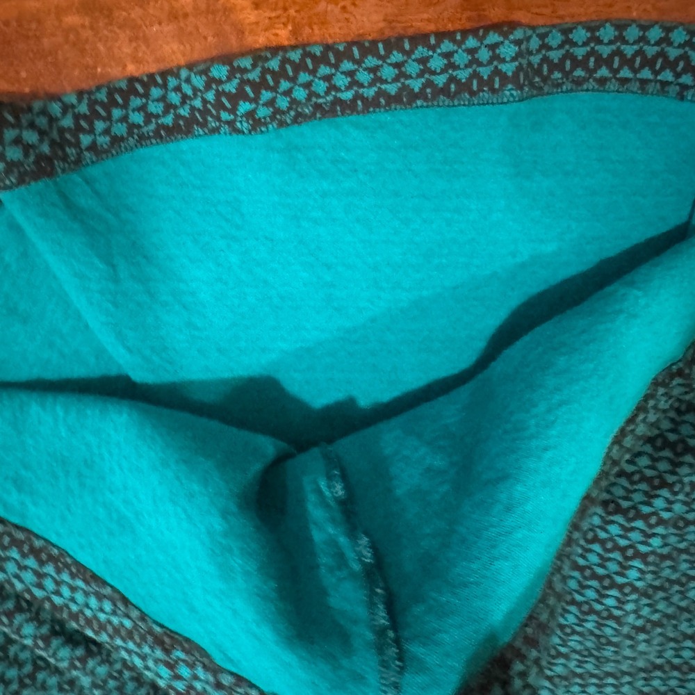 Vintage Carole Little Saint-Tropez West Teal Black Geometric Midi Skirt Size 8 - Picture 8 of 9